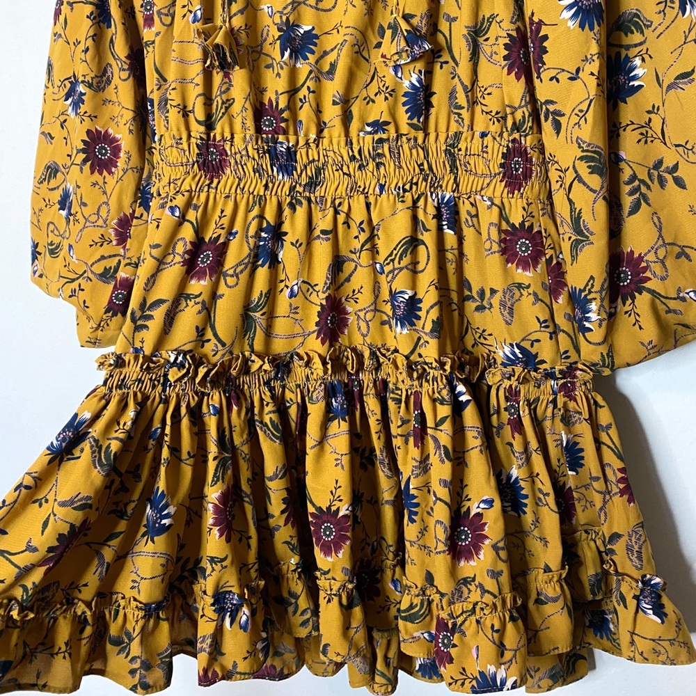 MISA Los Angeles Smocked Ruffle Floral Dress Size Large - Picture 2 of 5